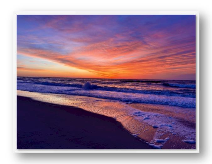 Soft Morning Sky — framed in a white frame